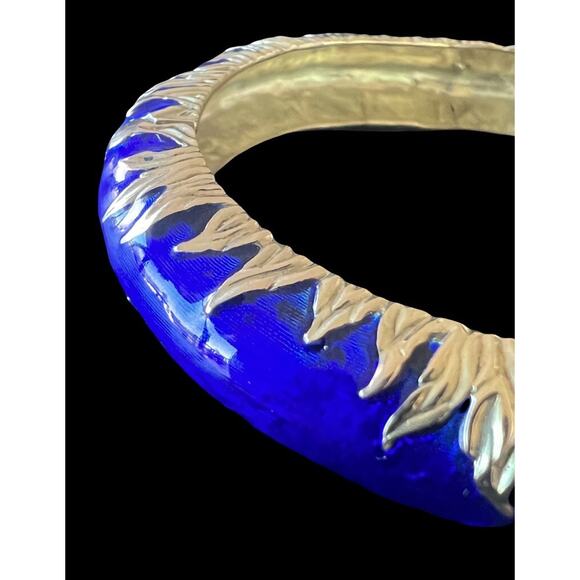 Vintage Cartier 18k Gold Blue Enamel Bangle Bracelet RARE - Picture 6 of 16